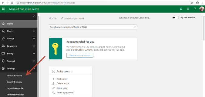 Office365AdminHomePage